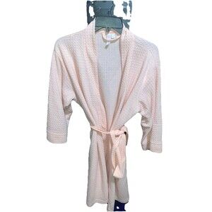 Joyspun Light Pink Waffle Knit Belted Robe Women Size L Spa Beach Lounge
